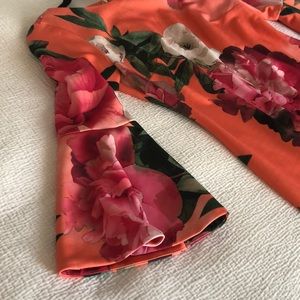 Bright floral print,below the knee cocktail dress!